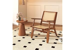 GIANTEX Bambu relaxfåtölj med lutande ryggstöd och armstöd, vävd rottingdesign, 60 x 72 x 77 cm, laster upp till 150 kg, låg