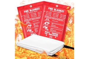 AROMUJOY Pack de 2 Manta Ignífuga para Hogar y Cocina, Mantas Ignífugas de Fibra de Vidrio de Emergencia, Manta de Emergencia contra Incendios para Chimenea, Barbacoa, Garaje, Camping