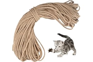 PEYGRE Sisal Rope for Cat Scratcher, Hemp Rope, Cat Natural Jute Rope, 6mmx (50m/164FT) Cat Sisal Scratch Rope for Cat Scratch Post, Cat Tower, Home Decoration DIY, Garden Binding, Tie Rope