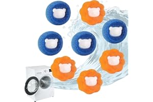 Anti Poil Machine à Laver, 8 Pièces Attrape Poils a Laver Réutilisable, Balle de Lavage Chat et Chien, Boule Anti Poil Animaux pour Enlever les Poils D'animaux et les Peluches (Bleu+Orange)