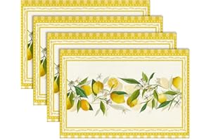Tarklanda Juego de 4 manteles Individuales de limón manteles Individuales Verano Flores de limón decoración de Mesa, Cocina, Interior, Vacaciones, Fiesta 30 x 45 cm