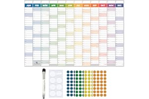 Großer Jahresplaner 2025 A1 Wandkalender Set 87 x 58cm laminiert abwischbar gefaltet Wandkalender & Jahreskalender Deutsch dickes Papier von Glacient