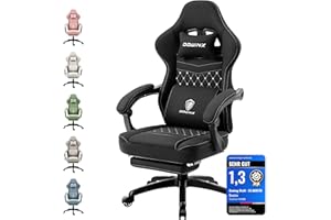 ‎DOWINX Dowinx Gaming Stuhl Stoff Bürostuhl mit Taschenfederkissen, Massage Gamer Stuhl mit Kopfstütze, Ergonomische Racing Gaming Sessel mit Fußstütze (Schwarz)
