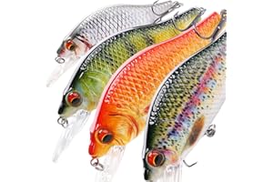TSURI 4 Leurres Jerkbaits - 9cm 22g - Couleurs Réalistes pour Pêche Carnassier en Eau Douce : Brochet, Perche, Sandre, Truite, Silure – Polyvalent et Efficace (9CM 22GR - Flottant (JERKBAITS Minnow))
