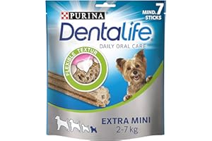 PURINA DENTALIFE Extra Mini snack per la cura dei denti per cani, riduce la formazione di tartaro, pollo, cani molto piccoli, confezione da 5 (5 x 69 g)