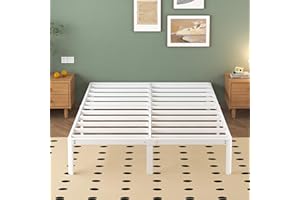 Lutown-Teen Rete Matrimoniale 160x190 cm a Doghe, Giroletto Matrimoniale Alta 30 cm con Gambe ad Angolo Curvo, Letto 160x190 con Contenitore Sotto il Letto in Ferro, Montaggio Facile, Bianco