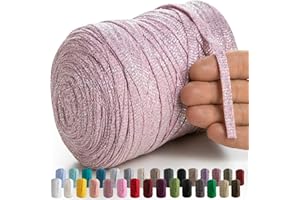 MeriWoolArt® Tejido de Macramé 10mm - 125m de Cordón de Macramé - Hilo de algodón de macramé metálico de lurex - Tejido de macramé - Tejido de macramé de pared DIY Dreamcatcher