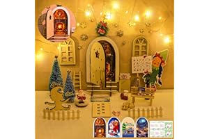 Isisyu Wichteltür Set mit Licht 55 Stück Wichtel Zubehör Weihnachten Komplettset Im Dunkeln Leuchten, Wichtelbriefe, Wichtel Schablone, Fußabdrücke, Adventskalender, Magische Tür, Weihnachtsbaum
