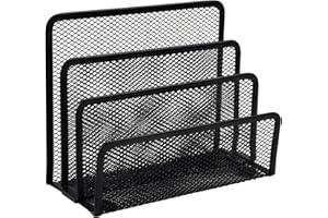 MIKIHAT Porta Buste per Scrivania, Porta Documenti Ufficio Scrivania, Scaffali Compatti per Smistatore di Lettere Verticali, Rete Metallica smistatore di Lettere File Organizer portaoggetti Nero