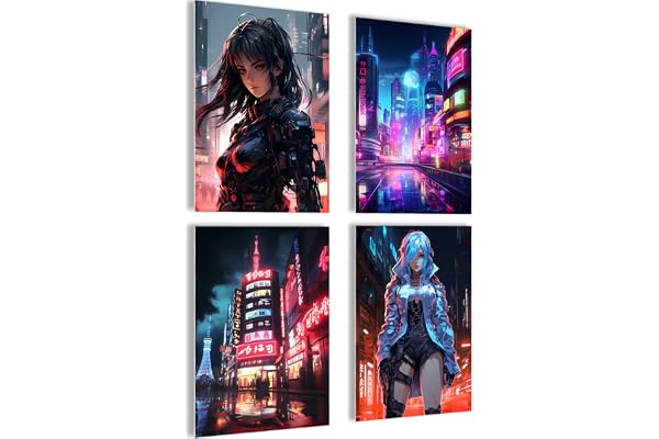 Mojoliving Ensemble de posters Cyberpunk - Images de jeu pour mur de manga - Cadeaux animés cool - Poster décoratif anime esthétique