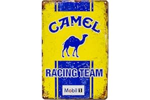LUCKYLINDE 30 x 20 cm – Targa in metallo retrò – Rallye, Auto, Motorsport Shield adatto per fan e collezionisti Camel Racing Team