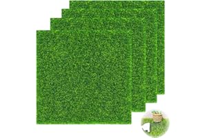 UIEXAY Lot De 4 Gazon Artificiel Haute Qualité, 15X15Cm Fibres Pe Résistantes Aux Uv, Gazon Synthétique Anti-Dérapant Pour Jardin, Terrasse, Balcon, Aire De Jeux Enfants