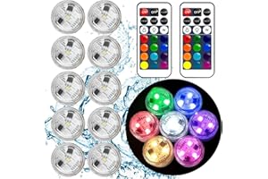 ‎HL HL Submersible LED Lights with Remote Control, Flameless Candles, RGB Colourful Lights, Mini Underwater LED Light, Small LED Accent Light for Vase, Aquariums, Hot Tub, Party, Halloween, Wedding