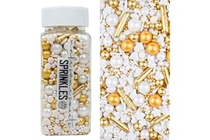 MS GOOD MakeSomeSweets SHINY SMILE - ORO, BIANCO - Commestibili Sprinkles Vegani – Decorazioni per Torte di Lusso, 100g