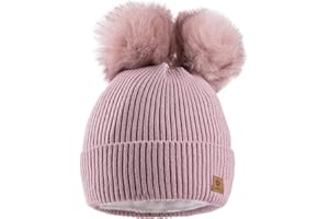 MFAZ Morefaz Ltd Femme Chapeau d'hiver Beanie Chapeau Double Pom Pom Hat Bonnet