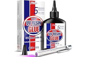 FUCHOI Colla con Lampada UV, 60g Colle UV con Lampada Ricaricabile, Riposo Rapido in 5 Secondi, Kit Adesivo Resina UV Trasparente per Gioielli, Riparazione Vetro, Saldatura Plastica, Fai-da-te e Artigianato