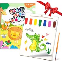 KRYMSON 2 Libri Da Colorare Ad Acqua Per Bambini - Animali E Oceano Con 2 Pennelli - Pittura Magica Educativa E Riutilizzabile