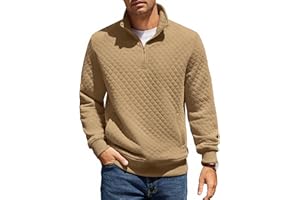 COOFANDY Hombre Sudadera con Cuello de Cremallera para Camiseta de Manga Larga de Invierno Suéter Alto Corte Regular Jersey con Cremallera 1/4 Sudadera