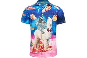 RAISEVERN Mens Hawaiian Shirts Short Sleeve Funny Ugly Casual Shirt, M-XXL