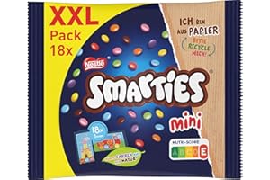 ‎SMARTIES Nestlé SMARTIES Mini XXL Beutel, bunte Schokolinsen, ideal zum Teilen und Snacken mit Familie und Freunden, Farben aus der Natur, Recycelbare Verpackung, 1er Pack (1 x 259g)