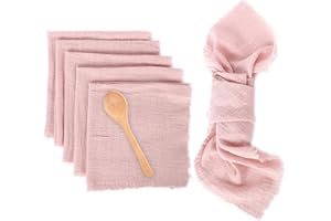 Lollanda Stoffservietten Waschbare Tischservietten, Dinner Servietten Baumwolle, Servietten mit Fransen für Weihnachten Geburtstag Hochzeit 42 x 42 cm (6er Set Rosa)