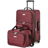 Amazon Basics 2-Piece Soft Luggage Set, Expandable Carry-on Suitcase (58cm) and Carry-on Bag (25cm), Lightweight, 100% Polyes