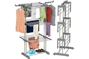 TEX-RO Clothes Drying Stand for Home/Cloth Dryer Stand/Cloth Stand for Drying Clothes Foldable/Stainless Steel Clothes Hanging Stand/Portable Cloth Rack for Balcony & Indoor (3 Layer, Grey)