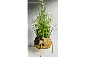 My Square Mile Gold Plant Pot, Indoor Vintage Planter With Legs, Cachepot 31cms Wide 30cms Height