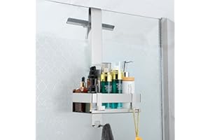 ZUNTO Mensola Doccia da Appendere, Portaoggetti Doccia con Ganci SUS 304, Mensola Doccia Senza Foratura Organizer Bagno, Acciaio Inox, Argento