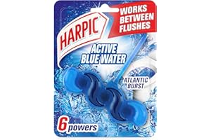 Harpic Active Fresh Toilet Rim Block Twin Pack, Atlantic Fresh, Pack of 1, Anti-Limescale, Dirt Remover, Lasts up to 5 weeks and up to 250 flushes, Toilet Cleaner, Toilet Freshener