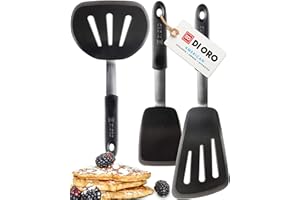 DI ORO LIVING DI ORO® Juego de 2 Espátulas de Silicona - Espátulas de Silicona Resistentes al Calor Hasta 315 °C - Sin BPA Utensilios de Cocina de Silicona Antiadherentes para Cocinar - Apta para Lavavajillas Negra