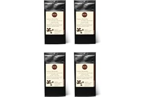 QUERFEE 4 x Kaffee mit Geschmack Geschenkset Probierset - Sahne, Toffee, Schokolade, Haselnuss - Arabica Röstkaffee mit Aroma - gemahlen - 4 x 75 g (300 g insgesamt)