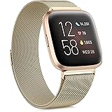 Wanme Cinturino in metallo compatibile per Fitbit Versa/Versa 2/Versa Lite da donna, uomo, acciaio inossidabile regolabile, c