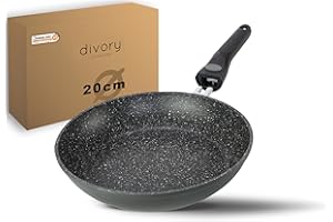 ‎DIVORY DIVORY kleine Pfanne 20cm I Abnehmbarer Griff, Induktion, beschichtet, Aluminium – Mini Bratpfanne - Induktionspfanne (Griff: Abnehmbar)