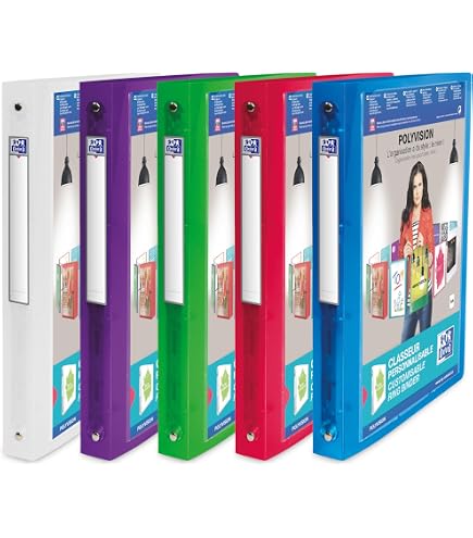Classeur Scolaire 17x22cm - Dos 40mm - 2 Anneaux Ronds - Couverture Polypro Colorée - Capacité 250 Feuilles