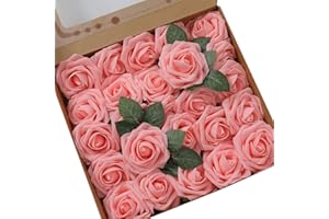 Ksnnrsng Flores Rosas Artificiales Espuma Rosa Falsa para Manualidades, Ramos de Novia, centros de Mesa, Despedidas de Soltera y Decoración del Hogar (25 Piezas, Rosado)