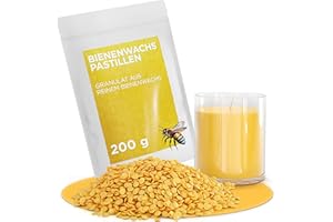 ‎MOLINORC molinoRC 200g Bienenwachs Pastillen [100% natürlich] - duftendes Bienenwachs für Kosmetik ohne Zusatzstoffe - ideal für Kerzen und Bienenwachstücher - Beeswax Wachspastillen