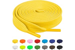 TBOC Cordones Planos [Amarillo] [140 cm] para Calzado Zapatos Zapatillas Botas | Cordón Patines Fútbol Deporte | Compatibles con Converse Nike Adidas Panama Jack Asics Vans