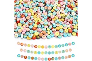 Remione 1400 Pezzi Perline Lettere Colorato A-Z Perline per Braccialetti fai da te Adulti Bambina Friendship Bracelet Kit Macarone RM041