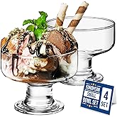Crystalia Luxury Glass Ice Cream Bowls Set of 4, 265ml, 100% Lead Free Glass Dessert Bowls, Trifle Bowl Glass Sundae Dishes, 