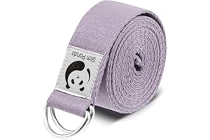 Slim Panda Correa de yoga para estiramiento, correa de yoga de algodón con hebilla ajustable de anillo en D, cinturón de yoga no elástico para pilates, entrenamientos de gimnasio, terapia física