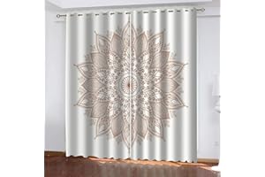 RXWZRL Rideaux Et Draperies Intérieurs À Oeillets, Fleurs De Mandala Motif Rideau Occultant Thermiques Isolants Anti Froid pour Chambre Enfant Rideaux Grande Largeur 100X214cm 2 Pièces