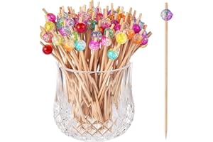 ALINK 100-Pack Cocktail Sticks, Colorful Wooden Toothpicks Cocktail Picks for Party Appetizers - 4.72 inch