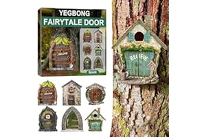 HUDHOWKS Set di 6 accessori per porta delle fate, per esterni, in miniatura, da giardino, per la cameretta dei bambini, per pareti e alberi