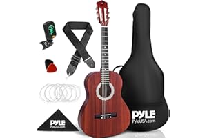 Pyle 3/4 Gitarre Kinder – Acoustic Guitar, Kinder Gitarre ab 8 Jahre, 3/4 Gitarre Akustik, Anfänger Gitarre und Fortgeschrittene Gitarre mit Tuner, Gitarre Set & Tasche, 6-Saitige Klassikgitarre, Holz