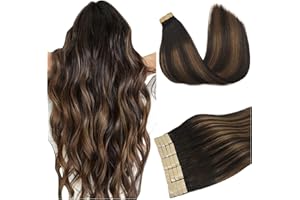 ‎DOORES DOORES Haare Extension Bondings Haare Extension, Balayage Dunkel Braun to Chestnut Braun 45cm (18zoll) 50g 20pcs, Skin Weft Tape Extensions Remy Hair Tape