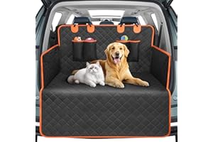 Torven Protection Coffre Voiture Chien - Tapis de Coffre Voiture avec Protection Latérale et Pare-Chocs Arrière,Imperméable & Anti-Rayures & Entretien Facile,Housse Siege avec 2 Grandes Poches