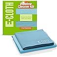 E-Cloth Window Cleaner Kit - Window and Glass Cleaning Cloth, Streak-free Windows with just Water, Microfiber Towel Cleaning Kit for Windows, Car Windscreen, Mirrors - Blue