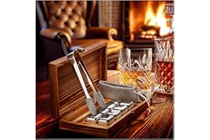 COM-FOUR® Zestaw upominkowy kamienie do whisky - 8 kostek lodu ze stali nierdzewnej (2,7 cm) ze szczypcami i torba ze stali nierdzewnej (08 sztuk z pudelkiem prezentowym)