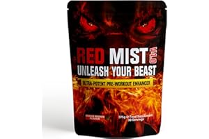 Boditronics RED Mist V4 375g Pre Workout Supplement with Citrulline Malate, Beta Alanine, Taurine, L-Arginine AKG, Creatine HCl, L-Tyrosine, Caffeine and Pine Bark Extract |Pre-Workout Powder